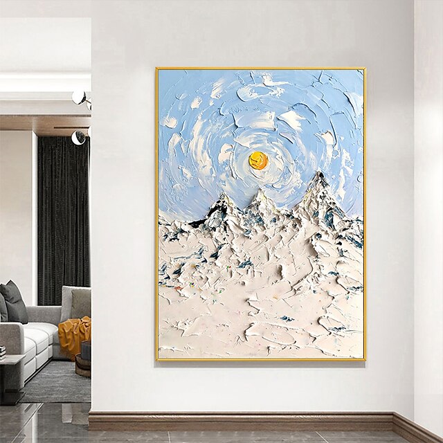 Home & Garden Wall Art | Handmade Oil Painting Canvas Wall Art Decoration Abstract LandscapePainting Snow Mountain for Home Deco