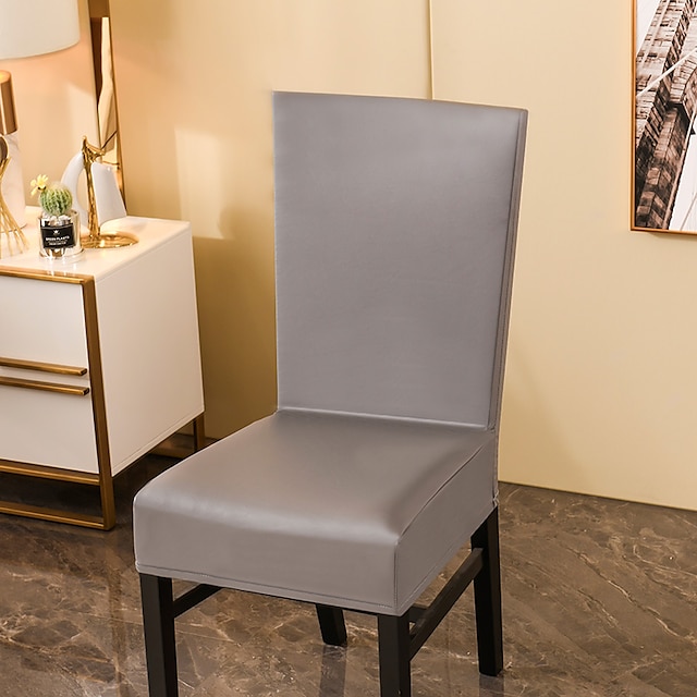  чехол для обеденного стула из искусственной кожи, водонепроницаемый эластичный чехол для стула, защитный чехол для стула, чехол для сиденья с резинкой для столовой, свадьбы, домашнего декора