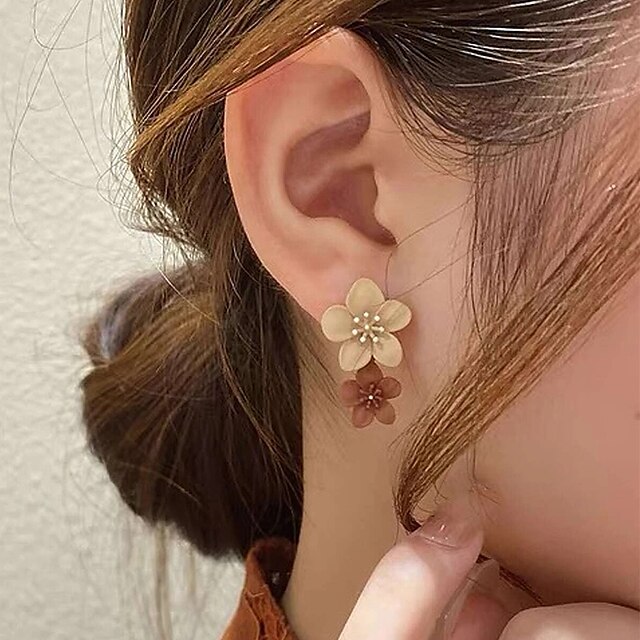 Shoes & Bags Fashion Accessories | Womens Earrings Vintage Style Flower Shape Simple Earrings Jewelry Beige / White For Street G