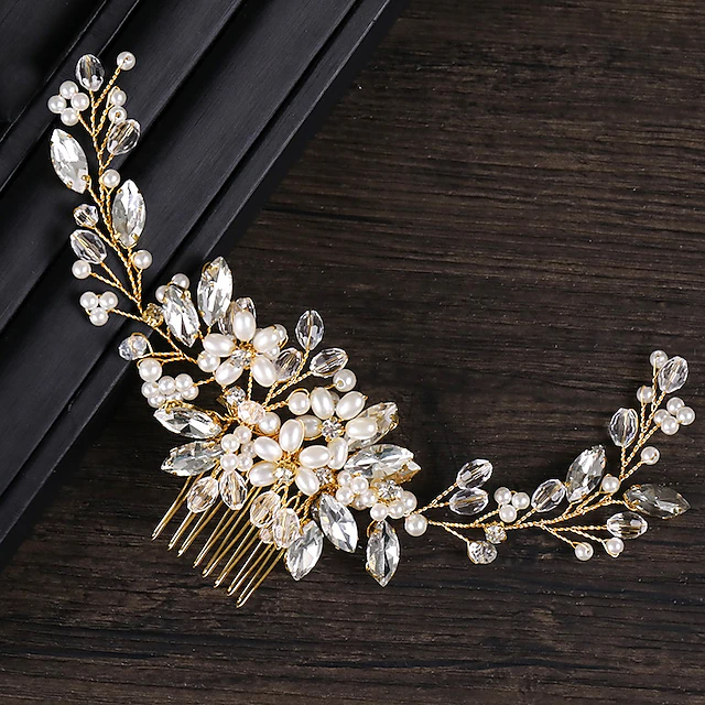 Hair Combs Headdress Hair Accessory Imitation Pearl Rhinestone Wedding Party / Evening Wedding Bridal With Faux Pearl Crystals / Rhinestones Headpiece Headwear 7