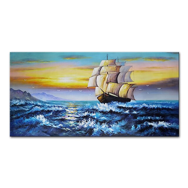 Home & Garden Wall Art | Mintura Handmade Oil Painting On Canvas Wall Art Decoration Modern Abstract Boat Landscape Pictures For