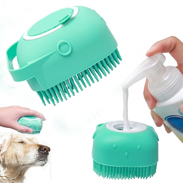  2st husdjurshund katt skötsel badborste massageborste med tvål och schampo mjuk silikonhandske hundar katter tassar rena badverktyg färg slumpmässigt