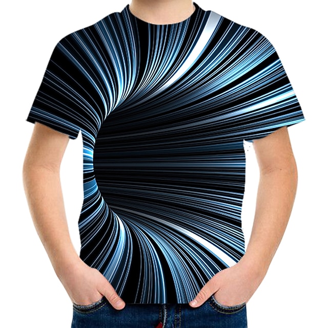 Kids Boys' T shirt Tee Short Sleeve Graphic Optical Illusion Color ...