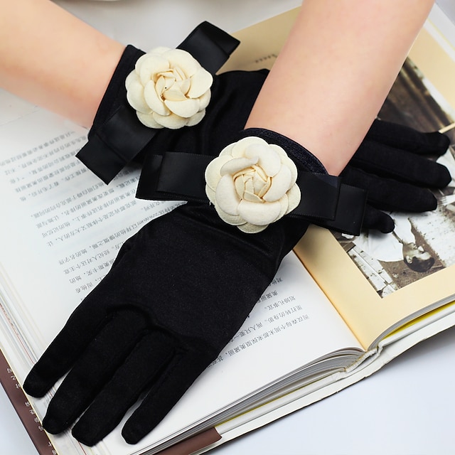  Satin Wrist Length Glove Vintage Style / Simple Style With Floral Wedding / Party Glove