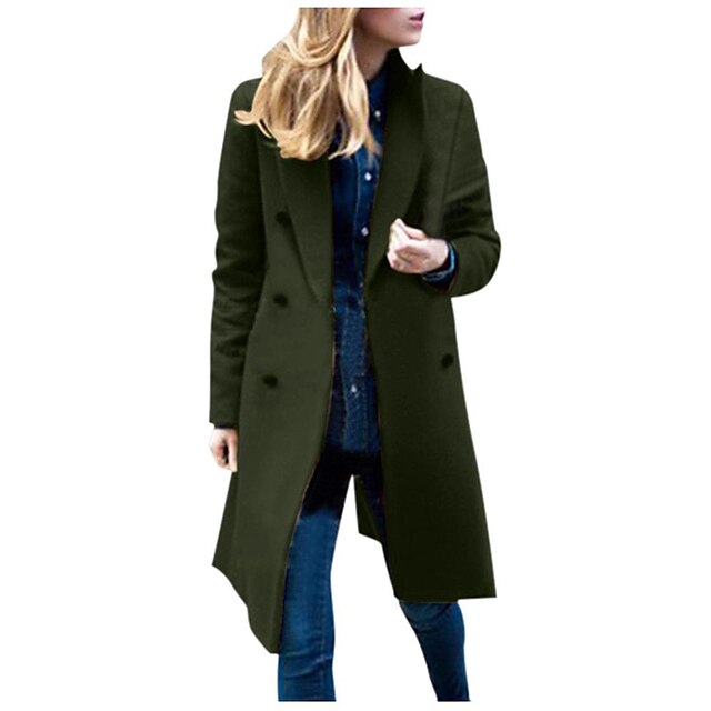 Womens Clothing Womens Outerwear | Womens winter mid-length plus size woolen womens coat seven-color eight-size double-breasted 