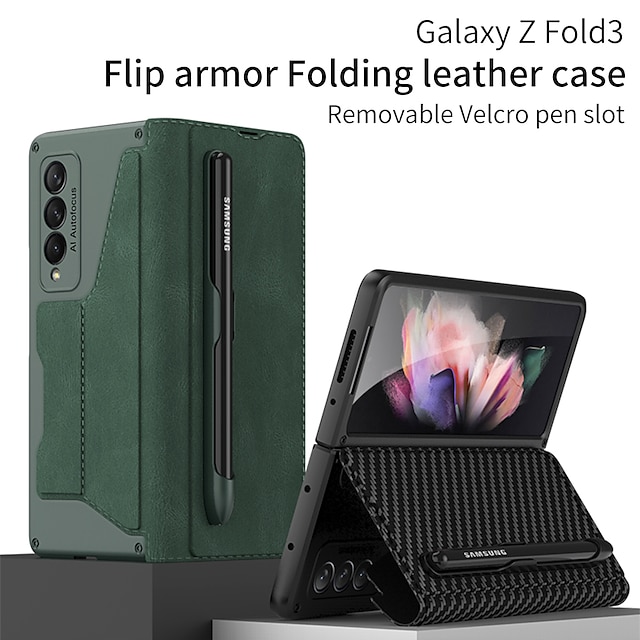  telefon Etui Til Samsung Galaxy Z Fold 4 Z Fold 2 Z Fold 3 Bagcover Vandtæt Kortholder Slots til kortholder Ensfarvet PU Læder