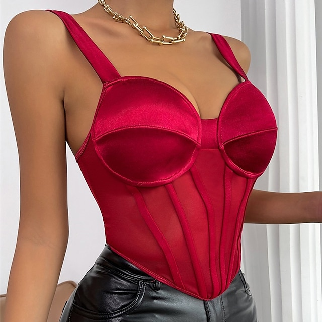 Corset Women's Corset Tops Wedding Party Party & Evening Valentine's Day  White Black Red Breathable Comfortable Overbust Corset Backless Tummy  Control Basic Pure Color All Seasons iz 8949070 2022 . – €17.99