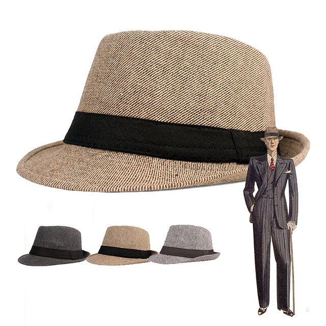 The Great Gatsby Gangster Vintage Roaring 20s 1920s All Seasons Trilby Hat Men's All Teen Costume Hat Cosplay Event / Party Festival Normal Hat New Year / Hand wash / Masquerade 8948386 2023 – $16.89