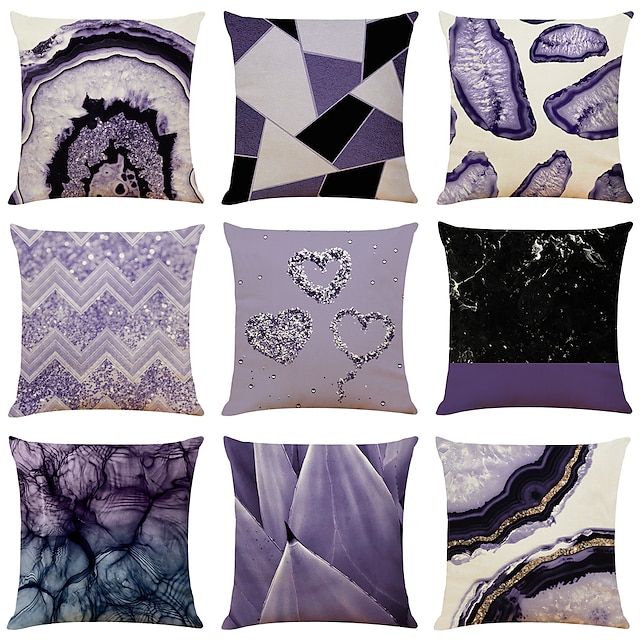 Home & Garden Home Decor | Purple Double Side Cushion Cover 9PC Soft Decorative Square Throw Pillow Cover Cushion Case Pillowcas