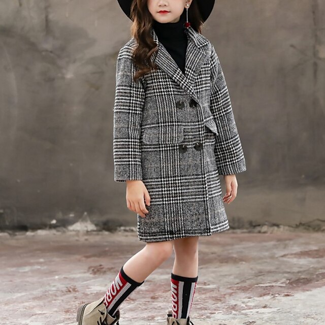 Baby & Kids Girls Clothing | Kids Girls Thanksgiving Jacket Coat Long Sleeve Gray Houndstooth Pocket Fall Winter Cool Christmas 