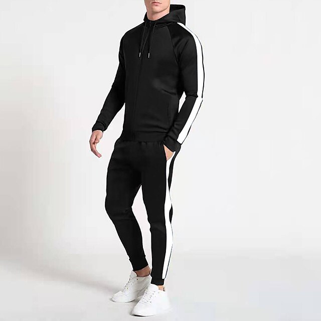 Sports & Outdoors Running, Jogging & Walking | Mens 2 Piece Tracksuit Sweatsuit Casual Athleisure 2pcs Winter Long Sleeve Therma