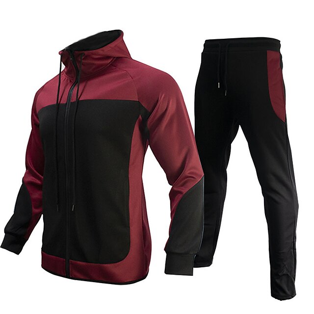 Sports & Outdoors Running, Jogging & Walking | Mens 2 Piece Tracksuit Sweatsuit Casual Athleisure 2pcs Winter Long Sleeve Spande