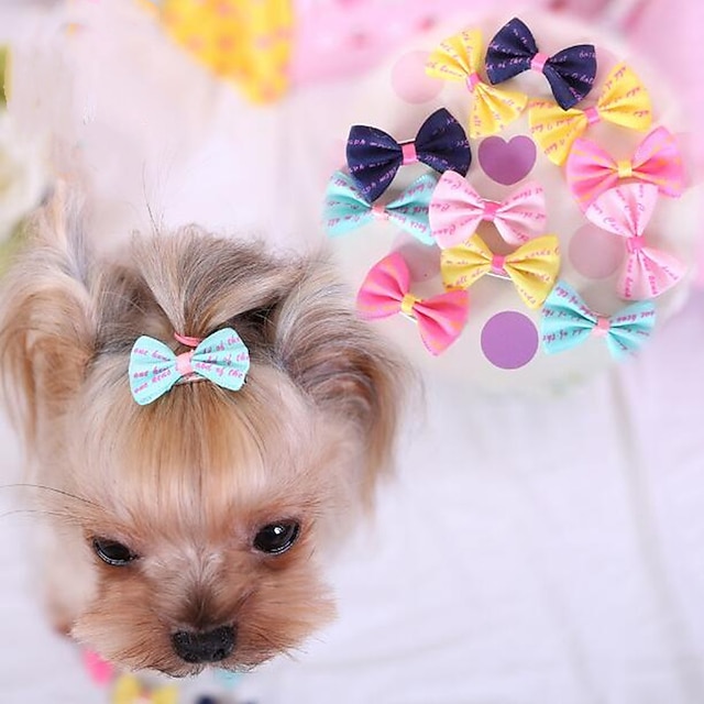 Toys & Hobbies Pet Supplies | Ribbon Hair Bow Clips Printed Pattern Hairpins Non-slip Hair Barrettes Hair Accessories for Dogs o