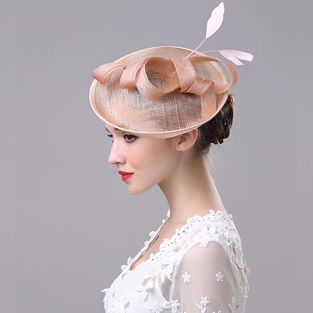  Fascinators Hats Headwear Organza Polyester / Polyamide Bucket Hat Saucer Hat Party / Evening Horse Race Ladies Day Melbourne Cup Vintage Style Elegant With Feather Appliques Headpiece Headwear