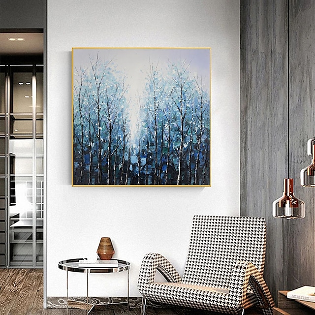 Home & Garden Wall Art | Oil Painting Handmade Hand Painted Wall Art Abstract Blue Forest Landscape Home Decoration Decor Rolled