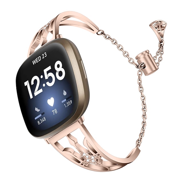  1 Stück Smartwatch-Band Kompatibel mit Fitbit Versa 3 / Sense Versa 2 / Versa / Versa Lite Edelstahl Smartwatch Gurt Verstellbar Stoßresistent Metall Band Ersatz Armband
