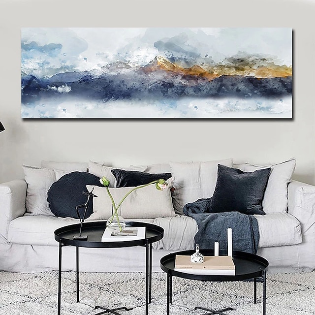 Home & Garden Wall Art | Oil Painting Handmade Hand Painted Wall Art Yellow and Blue Mountain Modern Landscape Abstract Home Dec