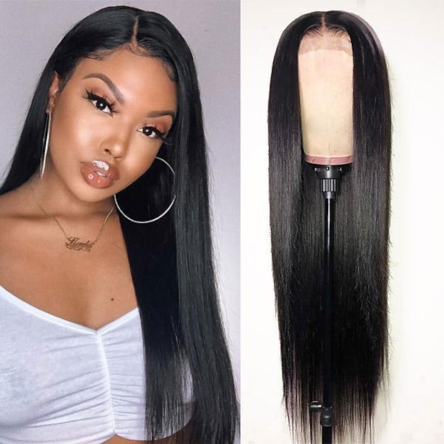 Beauty & Hair Wigs & Hair Pieces | Ishow Peruvian Human Hair Wig Natural Color Lace Frontal Wigs Middle Part T Lace Transparent 