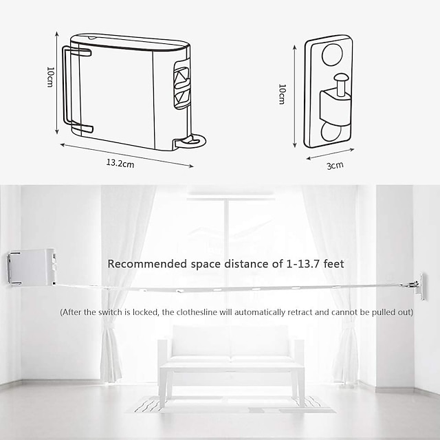 Home & Garden Home Decor | Retractable Clothesline Heavy-Duty Outdoor Clothes Hanging Clothes line Load-Bearing 44lb Windproof T