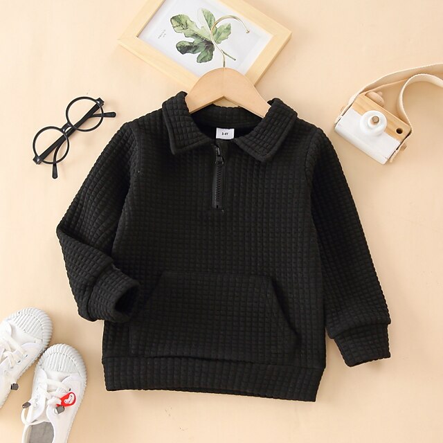 Baby & Kids Boys Clothing | Kids Boys Sweatshirt Long Sleeve White Black Gray Solid Color Indoor Outdoor Active Daily 3-6 Y - RT