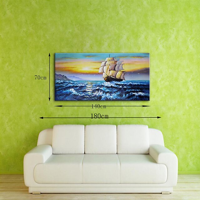 Home & Garden Wall Art | Mintura Handmade Oil Painting On Canvas Wall Art Decoration Modern Abstract Boat Landscape Pictures For