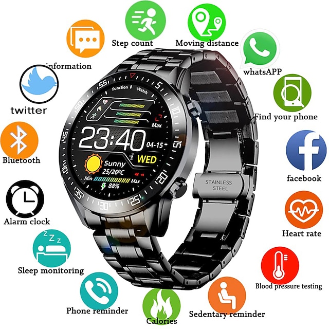  LIGE LG0160 Slimme horloge 1.3 inch(es) Smart horloge Bluetooth Stappenteller Gespreksherinnering Activiteitentracker Compatibel met: Android iOS Dames Heren Lange stand-by Mediabediening IP68 45 mm