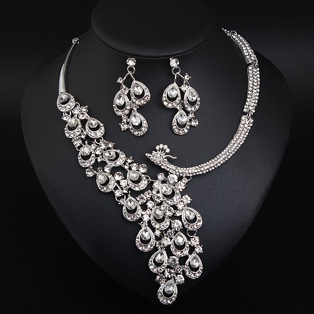 Bridal Jewelry Sets 1 set Crystal Rhinestone Alloy 1 Necklace Earrings ...
