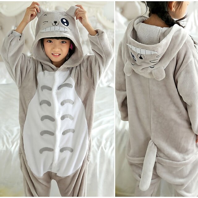 Toys & Hobbies Cosplay & Costumes | Kids Kigurumi Pajamas Anime Totoro Onesie Pajamas Polar Fleece Gray Cosplay For Boys and Gir