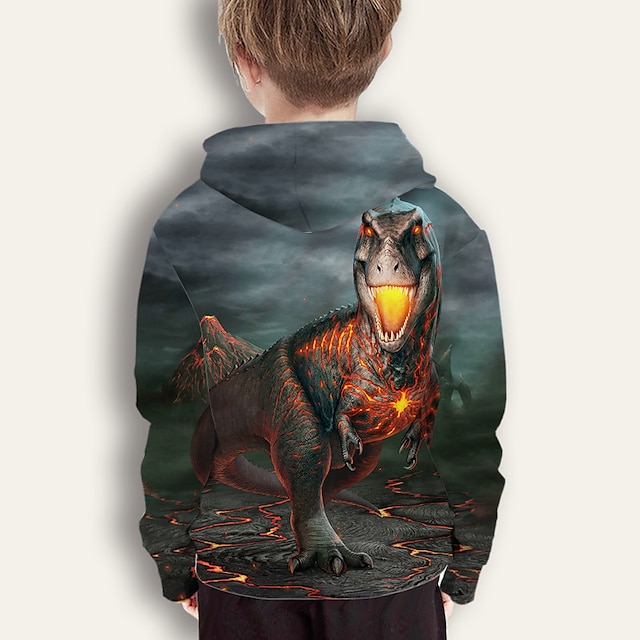 Baby & Kids Boys Clothing | Kids Boys Hoodie Long Sleeve Blue 3D Print Dinosaur Animal Daily Indoor Outdoor Active Fashion Daily