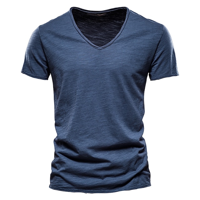  Men's T Shirt Moisture Wicking Shirts Short Sleeve V Neck Plain Sports Basic Casual Casual Navy Denim Blue Black Top Tee for Men