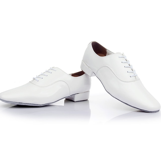  Voor heren Latin schoenen Ballroom schoenen Oefen het trainen van dansschoenen Line dance Prestatie Voor Binnen Inrijgen Hakken Platte hak Zwart Wit