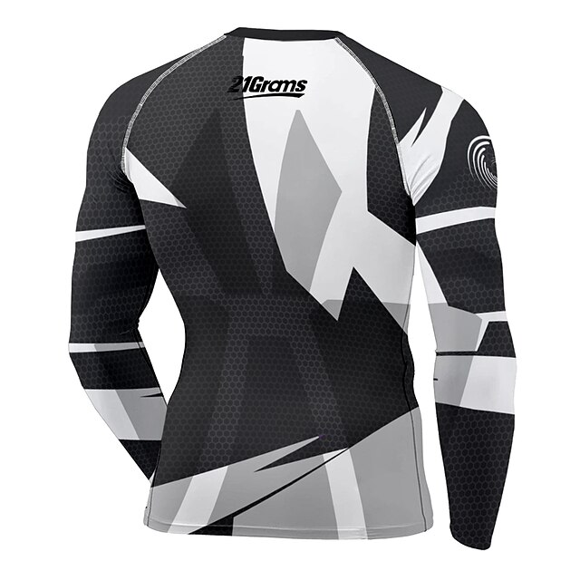 Sports & Outdoors Running, Jogging & Walking | 21Grams® Mens Long Sleeve Compression Shirt Running Shirt Geometry Top Athletic A