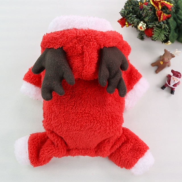  Pet Dog Lovely Sweater Clothes Chirstmas Reindeer Winter Fleece Hoodie Outfit Sweatshirts Soft Warm Xmas Festival Puppy Sweatshirt Coat Apparel