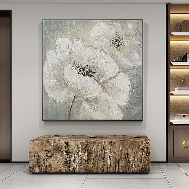 Home & Garden Wall Art | Oil Painting Handmade Hand Painted Wall Art Abstract Plant FloralBlooming White Flowers Home Decoration