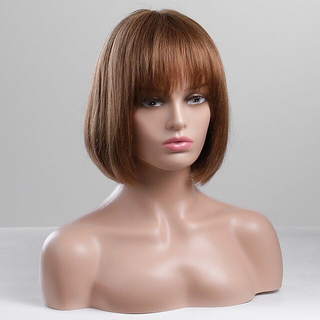 Human Hair Blend Wig Short Straight Bob Short Hairstyles 2020 Straight ...