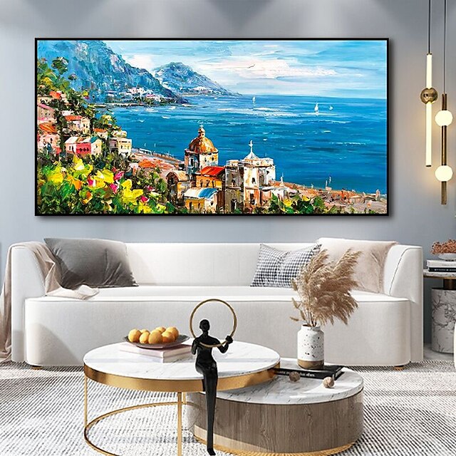  peinture à l'huile à la main peint à la main art mural classique vue sur la mer paysage abstrait cadeau décoration de la maison décor toile roulée sans cadre non étiré