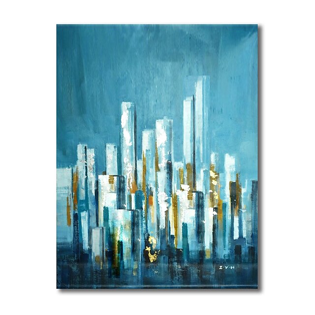 Home & Garden Wall Art | Oil Painting Handmade Hand Painted Wall Art Modern Abstract Blue City Building Landscape Home Decoratio