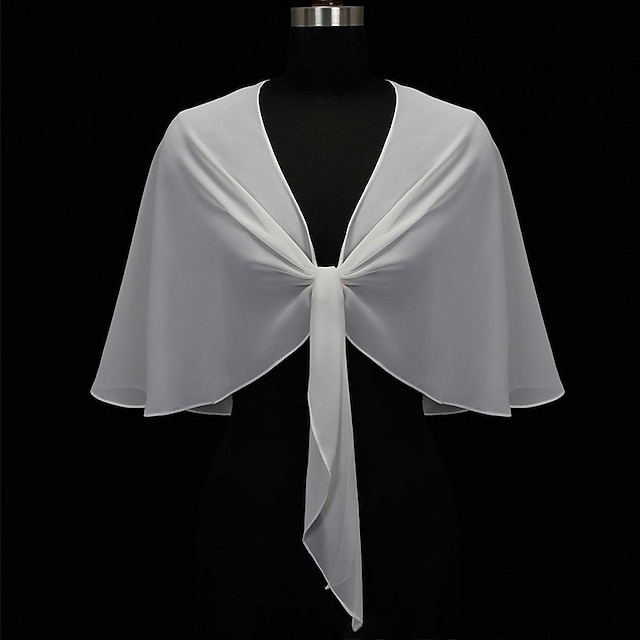  chal& Chales envolventes Bolero para invitados de boda para mujer Protección solar elegante pura Sin mangas Chales de boda de gasa con color puro para eventos / fiestas de primavera& verano