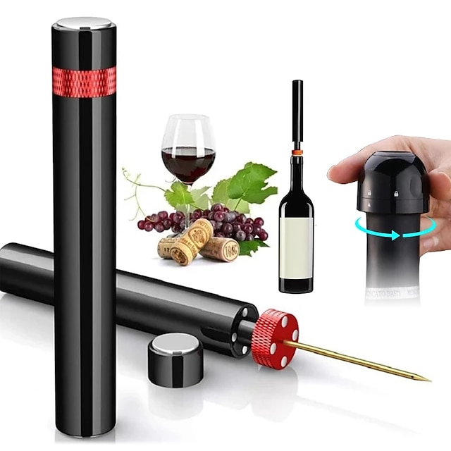 Red Wine Bottle Opener Air Pressure Corkscrew Pump Popper Remover Cork Out Tool 
