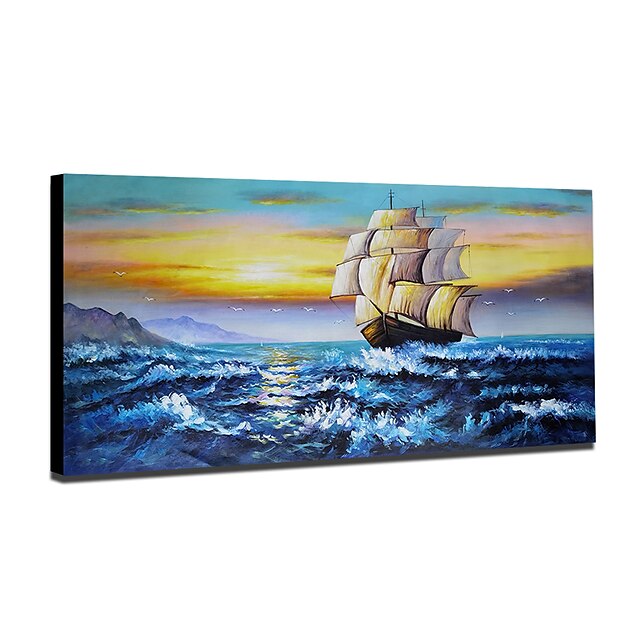 Home & Garden Wall Art | Mintura Handmade Oil Painting On Canvas Wall Art Decoration Modern Abstract Boat Landscape Pictures For