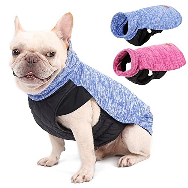 Dog Winter Warm Coat Waterproof Jacket Soft Cotton Padded Windproof Puppy Waistcoat with Zipper Closure and D-Ring Size XS Rosy Purple and Pink