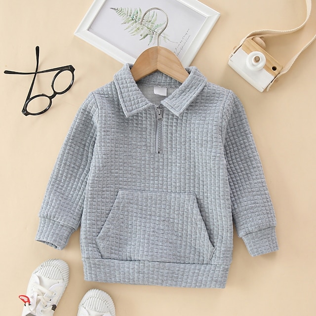 Baby & Kids Boys Clothing | Kids Boys Sweatshirt Long Sleeve White Black Gray Solid Color Indoor Outdoor Active Daily 3-6 Y - RT