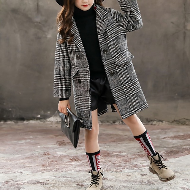 Baby & Kids Girls Clothing | Kids Girls Thanksgiving Jacket Coat Long Sleeve Gray Houndstooth Pocket Fall Winter Cool Christmas 