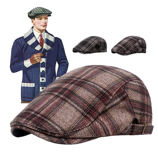  Retro / vintage Brølende 20'ere 1920'erne Baret Hat Flad kasket hat Den store Gatsby Gangster Herre Alle Nytår Fest Festival Hat