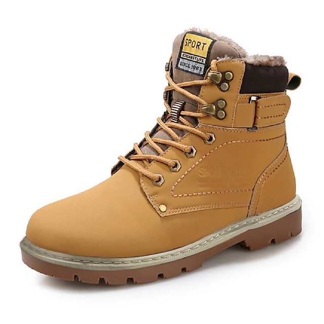  Men's Boots Snow Boots Work Boots Winter Boots Daily Hiking Shoes Cowhide Mid-Calf Boots Yellow Brown Black Winter