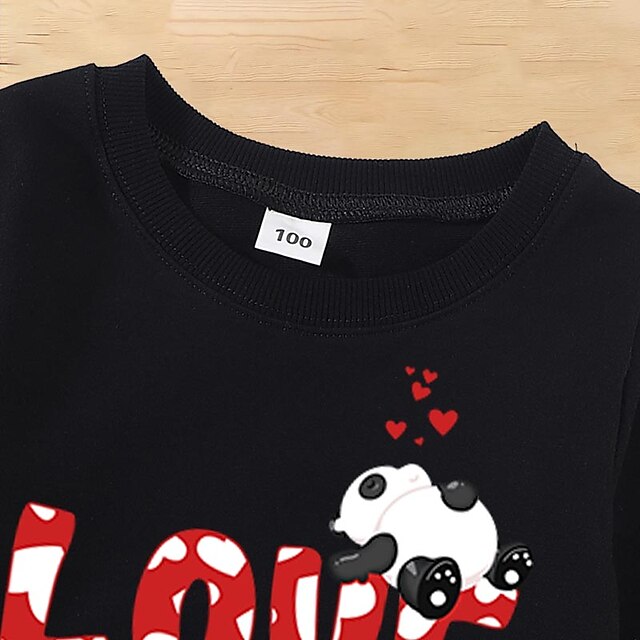 Baby & Kids Matching Outfits | Mommy and Me Valentines Tops Sweatshirt Cotton Cartoon Peace Letter Daily Print White Black Long 