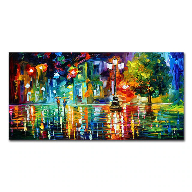 Oil Painting Handmade Hand Painted Wall Art Knife Street Landscape Abstract Nordic Home Decoration Decor Stretched Frame Ready to Hang 7