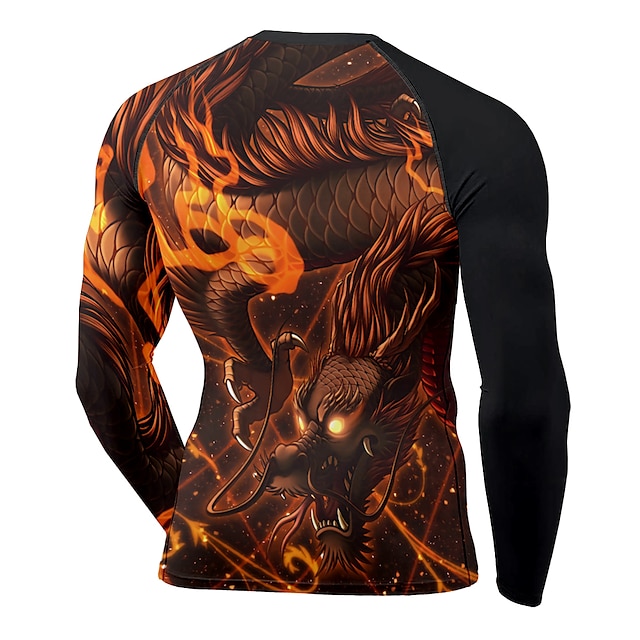 Sports & Outdoors Running, Jogging & Walking | 21Grams® Mens Long Sleeve Compression Shirt Running Shirt Dragon Top Athletic Ath