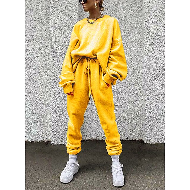 Sports & Outdoors Running, Jogging & Walking | Womens 2 Piece Tracksuit Sweatsuit Street Casual Winter Long Sleeve 14 Colors The