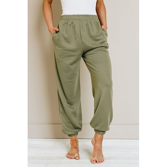 

Women's Casual / Sporty Athleisure Jogger Sweatpants Side Pockets Elastic Waist Full Length Pants Leisure Sports Weekend Micro-elastic Plain Comfort Mid Waist White Black Gray Army Green S M L XL XXL